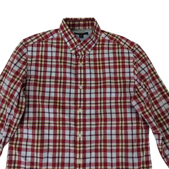 Banana Republic Soft Wash Shirt Red Plaid Button-down Oxford Mens Medium 15-15.5 - Picture 3 of 9
